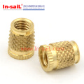 China Fastener Manufacturer in-Sail Brass Short Outer- Diamond Knurled Insert for Plastics